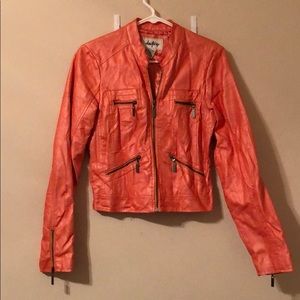 Daytrip orange leather jacket from The Buckle